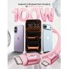 LISEN USB C Cable 10FT, Chubby 100W USB C to USB C Fast Charging Cable, Soft Silicone Long USBC to USBC for iPhone 17 Air 16 15 Pro Max, Samsung S25, MacBook Pro/Air, Switch 2, iPad(Pink)