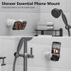 MiiKARE Shower/Mirror/Wall Phone Holder, Shower Phone Mount with 360 Degree Rotating, Universal Bathroom Accessories Phone Clamp for All Phones, Wall Phone Holder for Bathroom, Mirror, Kitchen – White