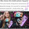 TACOMEGE Bling Glitter Phone Grip, Butterfly Cell Phone Ring Holder Stand Purple for Women Girls, Compatible with Smartphone, Tablet, E-Reader, Etc (Butterfly PU)(Butterfly PU)