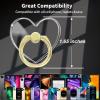 TACOMEGE Transparent Clear Cell Phone Ring Grips Holder for Apple iPhone Samsung Galaxy, Finger Ring Stand for Smartphones Tablets Cases(Crystal-Heart) (Gold)(Gold)