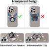 TACOMEGE Transparent Clear Phone Ring Grips Holder Kickstand, Finger Ring Stand for Cell Phone Tablet Case Accessories Round (GD R)(BK R)