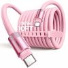 LISEN USB C Cable 10FT, Chubby 100W USB C to USB C Fast Charging Cable, Soft Silicone Long USBC to USBC for iPhone 17 Air 16 15 Pro Max, Samsung S25, MacBook Pro/Air, Switch 2, iPad(Pink)