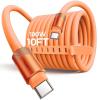 LISEN USB C Cable 10FT, Chubby 100W USB C to USB C Fast Charging Cable, Soft Silicone Long USBC to USBC for iPhone 17 Air 16 15 Pro Max, Samsung S25, MacBook Pro/Air, Switch 2, iPad(Orange)