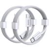 LISEN USB C to USB C Cable, 240W C to C Cable Fast Charging [6.6ft, 2-Pack] Type C Charger Fast Charging USB-C Cables for iPhone 17 Pro Max Charging Cable for iPhone 16 15 iPad MacBook Pro Samsung S25(White)
