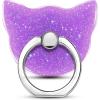 TACOMEGE Bling Glitter Phone Grip, Cat Cell Phone Ring Holder Stand Purple for Women Girls, Compatible with Smartphone, Tablet, E-Reader, Etc (PU) (Cat PU)(Cat PU)