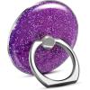 TACOMEGE Bling Glitter Phone Grip, Round Cell Phone Ring Holder Stand Purple for Women Girls, Compatible with Smartphone, Tablet, E-Reader, Etc (PU)(PU)