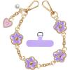 TACOMEGE Flower Phone Wrist Strap For iPhone,Metal Wristlet Cellphone Lanyard For Most phones(Purple)