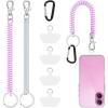 takyu 2PCS Phone Lanyard Tether with 4*Patch and 1*Carabiner for Travel Outdoor Hiking Cycling Climbing Skiing Compatible for iPhone Most Smartphones – White Purple(White+purple)