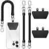takyu 2PCS Phone Lanyard Tether with 4*Patch and 1*Carabiner for Travel Outdoor Hiking Cycling Climbing Skiing Compatible for iPhone Most Smartphones – White Purple(Tpublack)