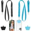 takyu Phone Lanyard, 2 Pack Adjustable Anti-Drop Neck/Wrist Strap with 2 Pcs Tether Patches, Secure Hands-Free Compatible for iPhone Samsung Perfect for Nurses, Teachers, Travel, Hiking Black(Black + Blue)