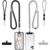 takyu Phone Lanyard, 2 Pack Adjustable CellPhone Lanyard Crossbody Neck Strap & 2 Pack Wrist Strap & Nylon Tether Tabs Compatible for iPhone Android Smartphones Orange Black(Black+grey)