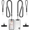 takyu Phone Lanyard, 2 Pack Adjustable CellPhone Lanyard Crossbody Neck Strap & 2 Pack Wrist Strap & Nylon Tether Tabs Compatible for iPhone Android Smartphones Orange Black(Metal Black+black)