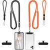 takyu Phone Lanyard, 2 Pack Adjustable CellPhone Lanyard Crossbody Neck Strap & 2 Pack Wrist Strap & Nylon Tether Tabs Compatible for iPhone Android Smartphones Orange Black(Orange + Black)