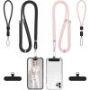 takyu Phone Lanyard, 2 Pack Adjustable CellPhone Lanyard Crossbody Neck Strap & 2 Pack Wrist Strap & Nylon Tether Tabs Compatible for iPhone Android Smartphones Orange Black(Lightpink+black)