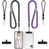 takyu Phone Lanyard, 2 Pack Adjustable CellPhone Lanyard Crossbody Neck Strap & 2 Pack Wrist Strap & Nylon Tether Tabs Compatible for iPhone Android Smartphones Orange Black(Dark-puple + Black)
