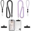 takyu Phone Lanyard, 2 Pack Adjustable CellPhone Lanyard Crossbody Neck Strap & 2 Pack Wrist Strap & Nylon Tether Tabs Compatible for iPhone Android Smartphones Orange Black(Black+purple)