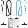 takyu Phone Lanyard, 2 Pack Adjustable CellPhone Lanyard Crossbody Neck Strap & 2 Pack Wrist Strap & Nylon Tether Tabs Compatible for iPhone Android Smartphones Orange Black(Black+blue)
