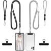 takyu Phone Lanyard, 2 Pack Adjustable CellPhone Lanyard Crossbody Neck Strap & 2 Pack Wrist Strap & Nylon Tether Tabs Compatible for iPhone Android Smartphones Orange Black(Metal Black+gray)