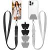 takyu Phone Lanyard, 2 Pack Universal Phone Strap Soft Nylon Neck Strap with 4PCS Tether Tabs Compatible for iPhone Android Smartphones-Black Grey(Black+grey(4tab))