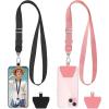 takyu Phone Lanyard, 2 Pack Universal Phone Strap Soft Nylon Neck Strap with 4PCS Tether Tabs Compatible for iPhone Android Smartphones-Black Grey(Black+pink)