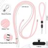 takyu Phone Lanyard, 2 Pack Adjustable CellPhone Lanyard Crossbody Neck Strap & 2 Pack Wrist Strap & Nylon Tether Tabs Compatible for iPhone Android Smartphones Orange Black(Lightpink+black)