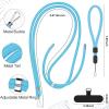 takyu Phone Lanyard, 2 Pack Adjustable CellPhone Lanyard Crossbody Neck Strap & 2 Pack Wrist Strap & Nylon Tether Tabs Compatible for iPhone Android Smartphones Orange Black(Black+blue)