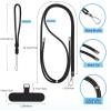 takyu Phone Lanyard, 2 Pack Adjustable CellPhone Lanyard Crossbody Neck Strap & 2 Pack Wrist Strap & Nylon Tether Tabs Compatible for iPhone Android Smartphones Orange Black(Black+grey)
