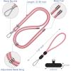 takyu Phone Lanyard, 2 Pack Adjustable CellPhone Lanyard Crossbody Neck Strap & 2 Pack Wrist Strap & Nylon Tether Tabs Compatible for iPhone Android Smartphones Orange Black(Black+pink)