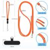 takyu Phone Lanyard, 2 Pack Adjustable CellPhone Lanyard Crossbody Neck Strap & 2 Pack Wrist Strap & Nylon Tether Tabs Compatible for iPhone Android Smartphones Orange Black(Orange + Black)