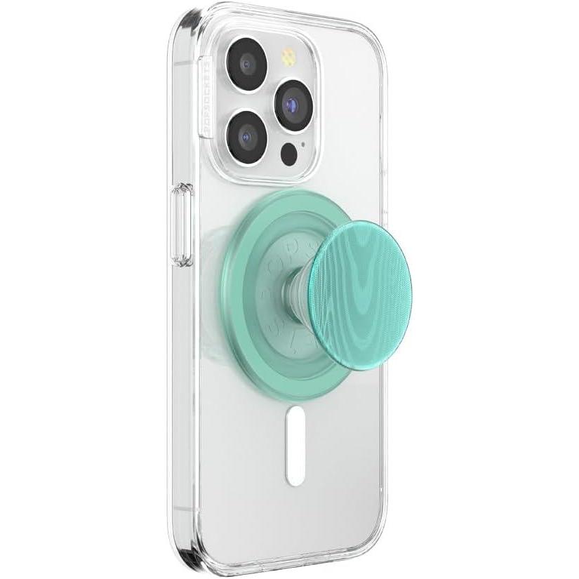 imagePopSockets Phone Grip for MagSafe with Kickstand Magnetic Stand Swappable Top Secure Hold for iPhone MagSafe Cases Phone ampamp Tablet Grip Cute PopSockets  Enamel Desert Gem BloomAlum Moire Turquoise