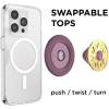 PopSockets Phone Grip for MagSafe with Kickstand, Magnetic Stand, Swappable Top, Secure Hold for iPhone MagSafe Cases, Phone & Tablet Grip, Cute PopSockets – Enamel Desert Gem Bloom(Sun Jewel Mauve)