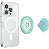 PopSockets Phone Grip for MagSafe with Kickstand, Magnetic Stand, Swappable Top, Secure Hold for iPhone MagSafe Cases, Phone & Tablet Grip, Cute PopSockets – Enamel Desert Gem Bloom(Alum Moire Turquoise)
