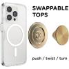 PopSockets Phone Grip for MagSafe with Kickstand, Magnetic Stand, Swappable Top, Secure Hold for iPhone MagSafe Cases, Phone & Tablet Grip -Light Blue(Aluminum Radial Gold)