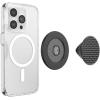 PopSockets Suck-Up™ Suction Grip & Stand, 3-in-1 MagSafe Phone Mount for iPhone, Strong Hold on Mirrors & Glass, Swappable Top, Portable & Reusable – Clear(Black Knurl)