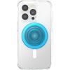 PopSockets Suck-Up™ Suction Grip & Stand, 3-in-1 MagSafe Phone Mount for iPhone, Strong Hold on Mirrors & Glass, Swappable Top, Portable & Reusable – Clear(Electric Blue)