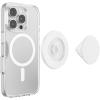 PopSockets Suck-Up™ Suction Grip & Stand, 3-in-1 MagSafe Phone Mount for iPhone, Strong Hold on Mirrors & Glass, Swappable Top, Portable & Reusable – Clear(Glossy White)