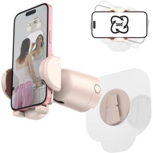 MiiKARE Shower/Mirror/Wall Phone Holder, Shower Phone Mount with 360 Degree Rotating, Universal Bathroom Accessories Phone Clamp for All Phones, Wall Phone Holder for Bathroom, Mirror, Kitchen – Pink
