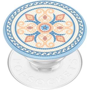 PopSockets Phone Grip for MagSafe with Kickstand, Magnetic Stand, Swappable Top, Secure Hold for iPhone MagSafe Cases, Phone & Tablet Grip, Cute PopSockets – Enamel Coconut Crème(Portofino Tile)