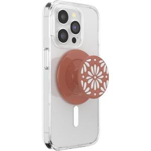 PopSockets Phone Grip for MagSafe with Kickstand, Magnetic Stand, Swappable Top, Secure Hold for iPhone MagSafe Cases, Phone & Tablet Grip, Cute PopSockets – Enamel Desert Gem Bloom(Glazed Terracotta)