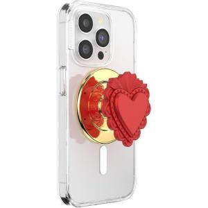 PopSockets Phone Grip for MagSafe with Kickstand, Magnetic Stand, Swappable Top, Secure Hold for iPhone MagSafe Cases, Phone & Tablet Grip, Cute PopSockets – Enamel Desert Gem Bloom(Sacred Heart)