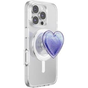 PopSockets Phone Grip for MagSafe with Kickstand, Magnetic Stand, Swappable Top, Secure Hold for iPhone MagSafe Cases, Phone & Tablet Grip(Squishy Tidepool Heart Lavendar)