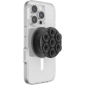 PopSockets Suck-Up™ Suction Grip & Stand, 3-in-1 MagSafe Phone Mount for iPhone, Strong Hold on Mirrors & Glass, Swappable Top, Portable & Reusable – Clear(Transluscent Black)