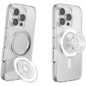 PopSockets Suck-Up™ Suction Grip & Stand, 3-in-1 MagSafe Phone Mount for iPhone, Strong Hold on Mirrors & Glass, Swappable Top, Portable & Reusable – Clear(Clear)