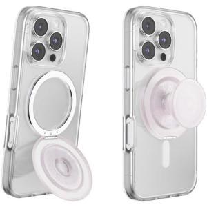 PopSockets Suck-Up™ Suction Grip & Stand, 3-in-1 MagSafe Phone Mount for iPhone, Strong Hold on Mirrors & Glass, Swappable Top, Portable & Reusable – Clear(Opalescent)