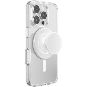 PopSockets Suck-Up™ Suction Grip & Stand, 3-in-1 MagSafe Phone Mount for iPhone, Strong Hold on Mirrors & Glass, Swappable Top, Portable & Reusable – Clear(Glossy White)