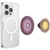 PopSockets Phone Grip for MagSafe with Kickstand, Magnetic Stand, Swappable Top, Secure Hold for iPhone MagSafe Cases, Phone & Tablet Grip, Cute PopSockets, Pink, Purple – Aura(Enamel Sun Fire)
