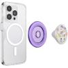 PopSockets Phone Grip for MagSafe with Kickstand, Magnetic Stand, Swappable Top, Secure Hold for iPhone MagSafe Cases, Phone & Tablet Grip, Cute PopSockets, Pink, Purple – Aura(Purple Fields)