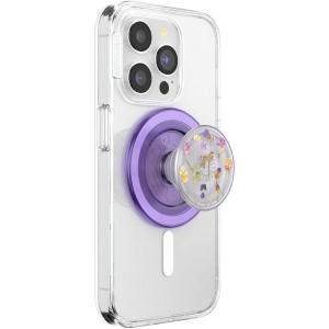 PopSockets Phone Grip for MagSafe with Kickstand, Magnetic Stand, Swappable Top, Secure Hold for iPhone MagSafe Cases, Phone & Tablet Grip, Cute PopSockets, Pink, Purple – Aura(Purple Fields)