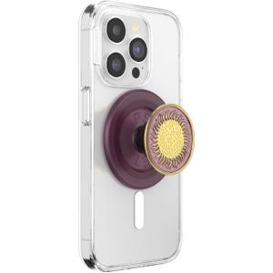 PopSockets Phone Grip for MagSafe with Kickstand, Magnetic Stand, Swappable Top, Secure Hold for iPhone MagSafe Cases, Phone & Tablet Grip, Cute PopSockets, Pink, Purple – Aura(Enamel Sun Fire)