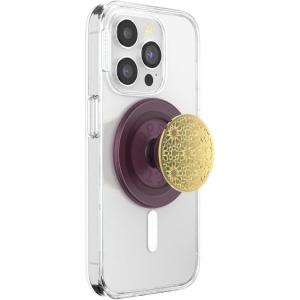 PopSockets Phone Grip for MagSafe with Kickstand, Magnetic Stand, Swappable Top, Secure Hold for iPhone MagSafe Cases, Phone & Tablet Grip, Cute PopSockets, Pink, Purple – Aura(Enamel Mosaic)